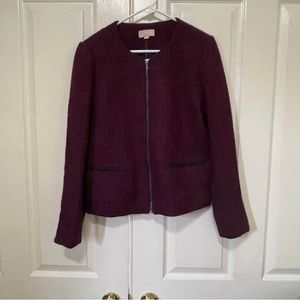 NWT LOFT women’s tweed maroon and navy blazer jacket size 8